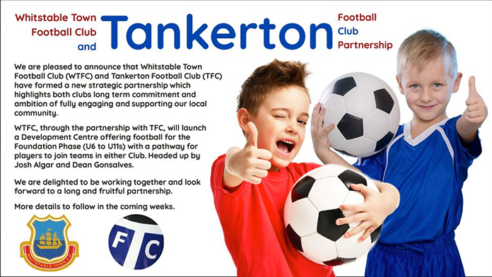 TANKERTON FOOTBALL CLUB AND WHITSTABLE TOWN FOOTBALL CLUB FORM A NEW STRATEGIC PARTNERSHIP!